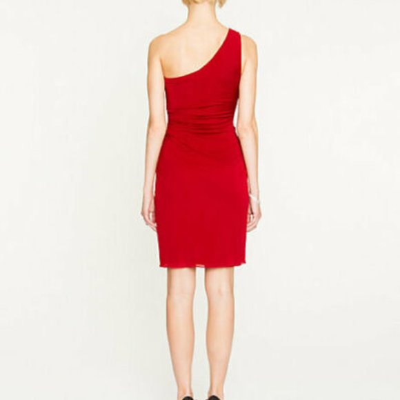 Stunning Red One Shoulder Holiday Dress NWT Fits Like a L - XL - Picture 7 of 11